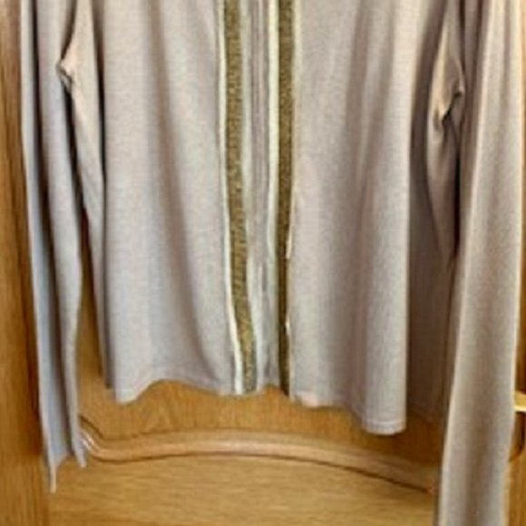 Pamela Dennis 75% Silk/25% Cashmere Beige Lightweight Sweater Cardigan Sz: XL - Picture 2 of 6